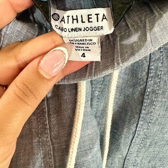 Athleta blue Cabo Linen joggers size 4 - Picture 4 of 7